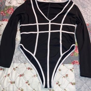 Black and white lined bodysuit (Rue 21)